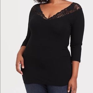 TORRID deep V lace neckline top blouse plus size 1X